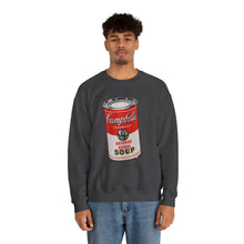 Load image into Gallery viewer, Ode to Warhol, Basquiat Bisque Soup Can - Vintage Custom Graphic Print Unisex Heavy Blend™ Crewneck Sweatshirt