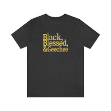 Load image into Gallery viewer, &quot;Black, Blessed, &amp; Geechee&quot; Custom Graphic Print Unisex Jersey Short Sleeve Tee